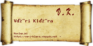 Vári Klára névjegykártya